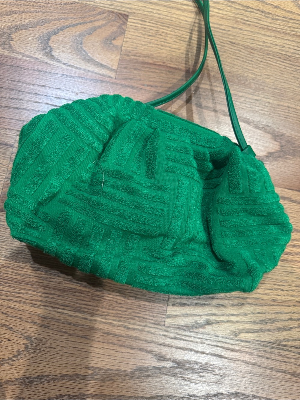Green Textured Crossbody Bag